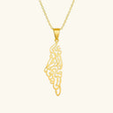 Karamah Palestine Calligraphy Map Necklace