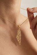 Karamah Palestine Calligraphy Map Necklace